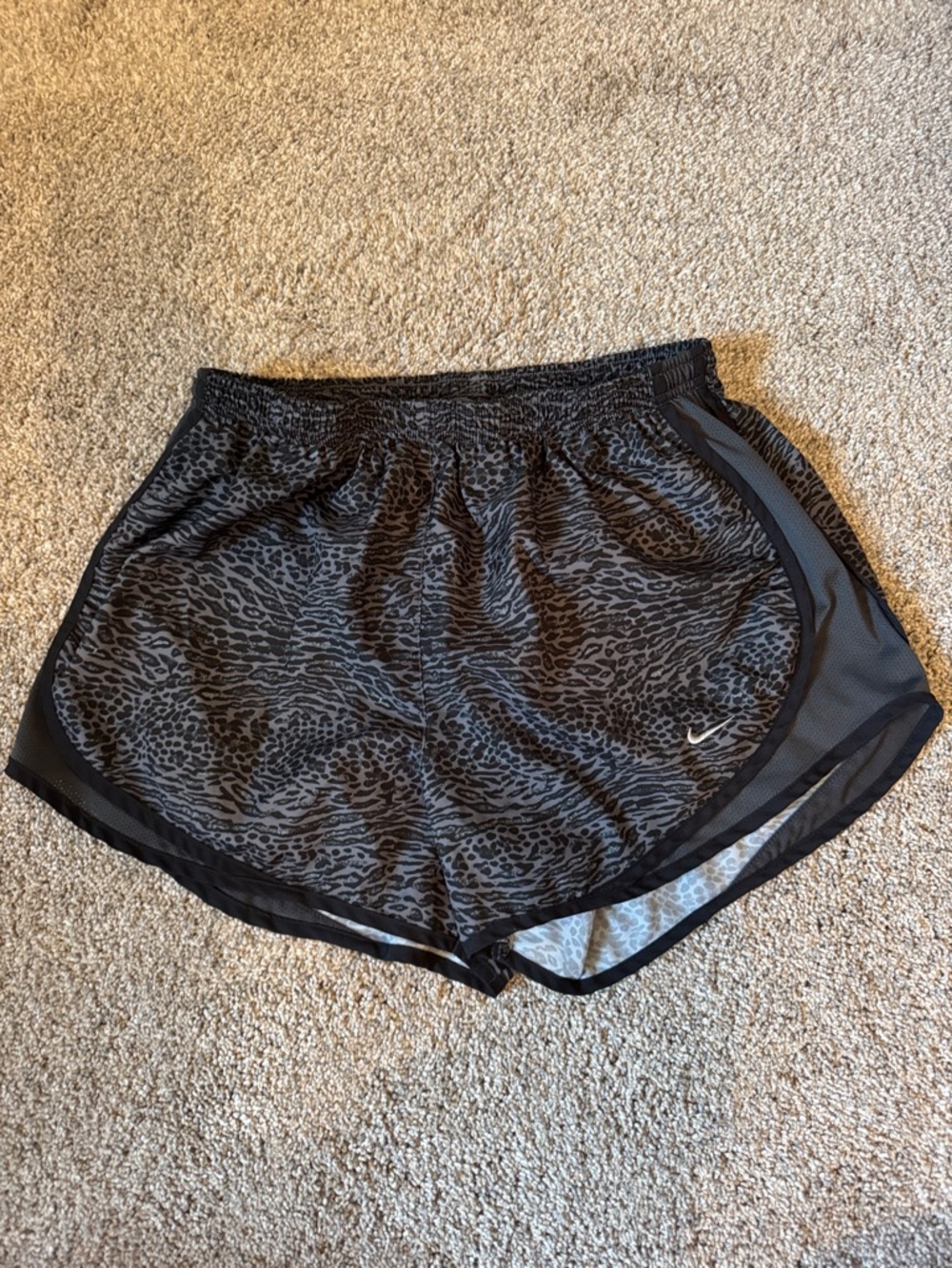 Nike Women’s Black Leopard-Print Athletic Shorts